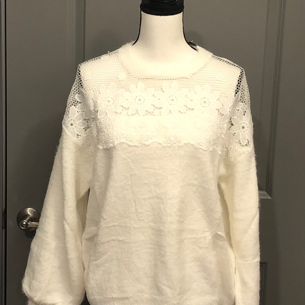 Forever 21 Fuzzy Flower Sweater - Picture 3 of 5